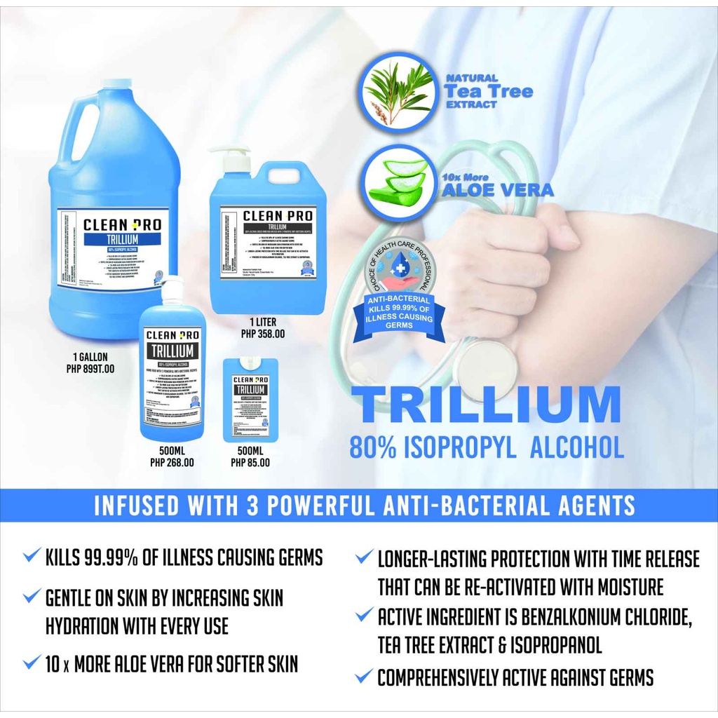 Trillium 80% Isopropyl Alcohol 1 Gallon