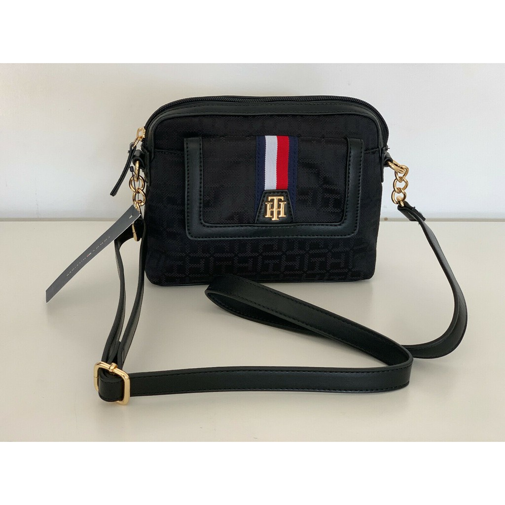 tommy hilfiger black sling bag