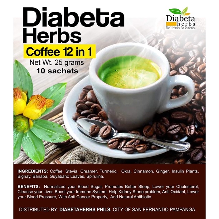 Diabeta Herbs 12in1 Coffee 10 sachets in 1 Box ( COD ) Shopee Philippines