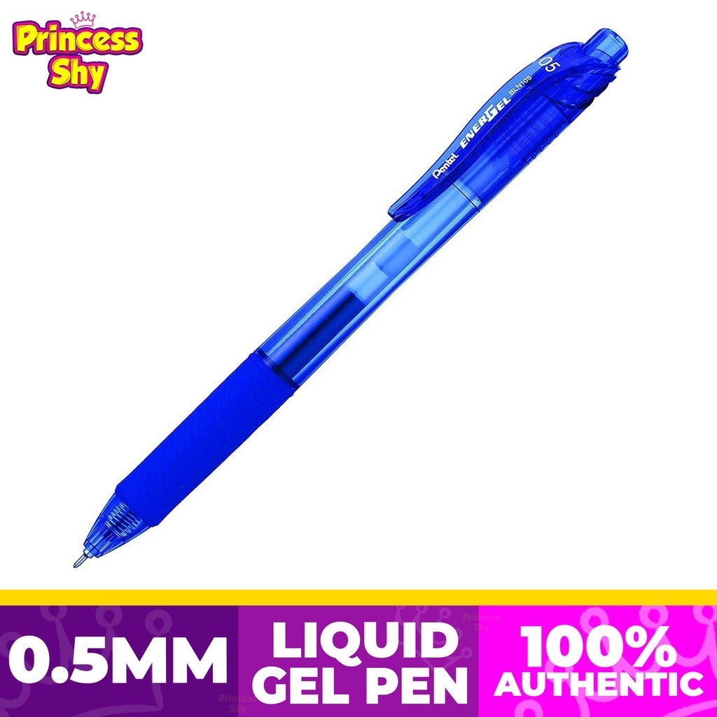 Pentel EnerGel X Retractable Liquid Gel Pen 0.5mm Needle Tip Blue Ink ...