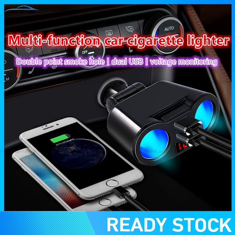 Car Cigarette Lighter USB For Phone MP3 DVR 5V 3.1A Dual USB Socket Adapter Voltage Monitor