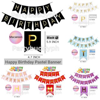 (Sulit Deals!) 3meters Happy Birthday Polka Stripe Pastel Glitter Laser Banner PartyBuddyPH #4