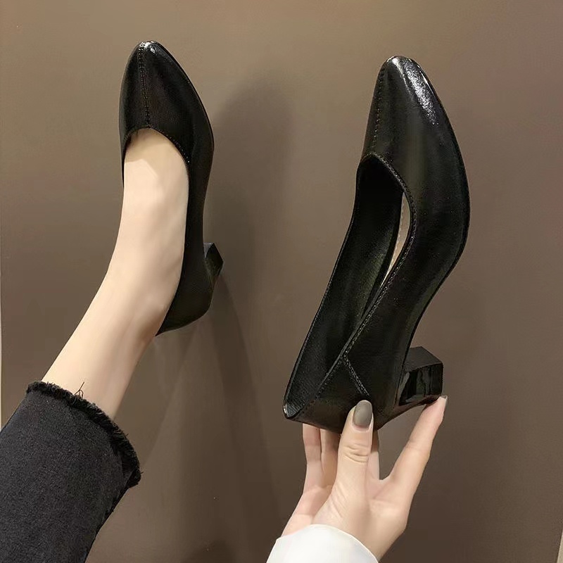 623 Shuta High Heels Black Shoes For Office For Schoolplease Add 1 Size Shopee Philippines 4158