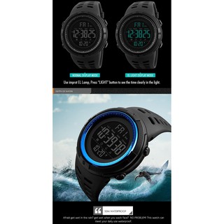 [100% Genuine]SKMEI New mens sports watch chronograph alarm clock digital watch 50M waterproof dual time countdown stopwatch 1251 #8