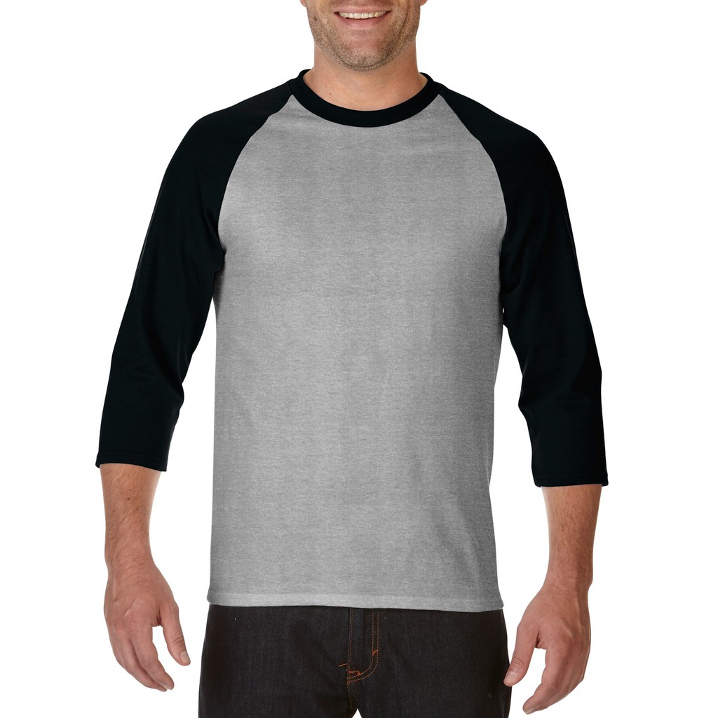 Adult 3/4 Sleeve Raglan T-Shirt GRAY/BLACK | Shopee Philippines