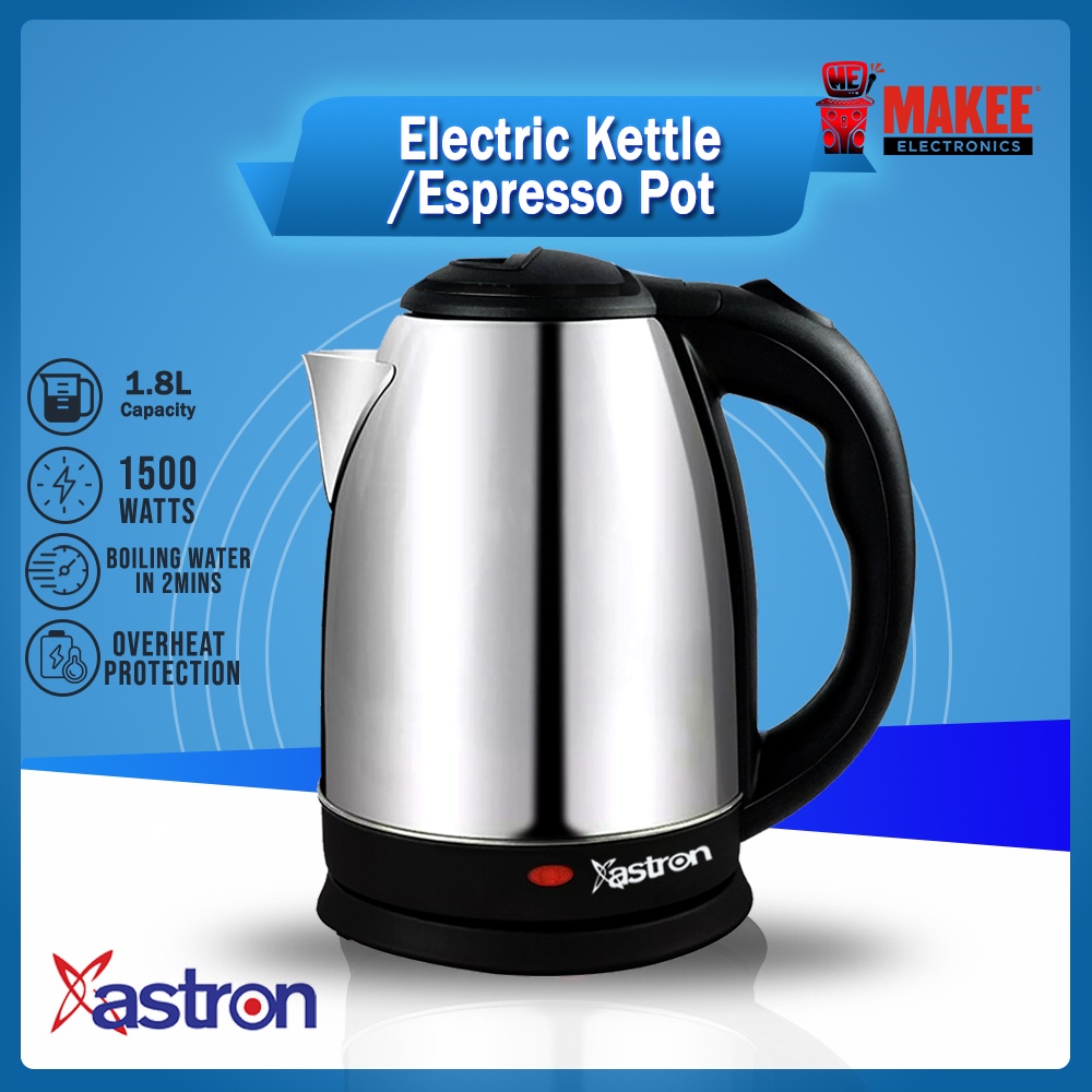 Astron 1.8L Electric Kettle/Espresso Pot (Silver) Shopee Philippines