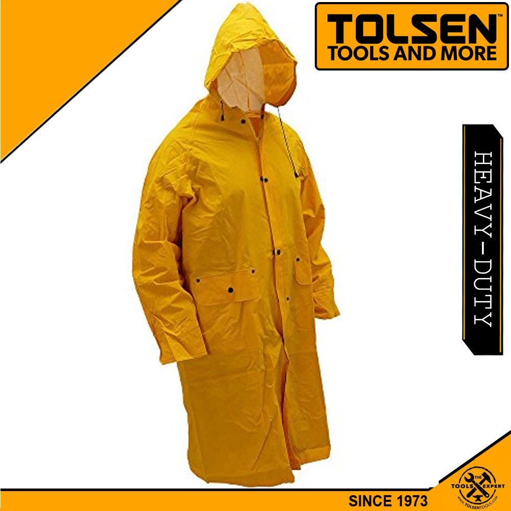 Tolsen (1pc) Rain Coat with 2 Side Pockets and Zipper (Yellow) Rain