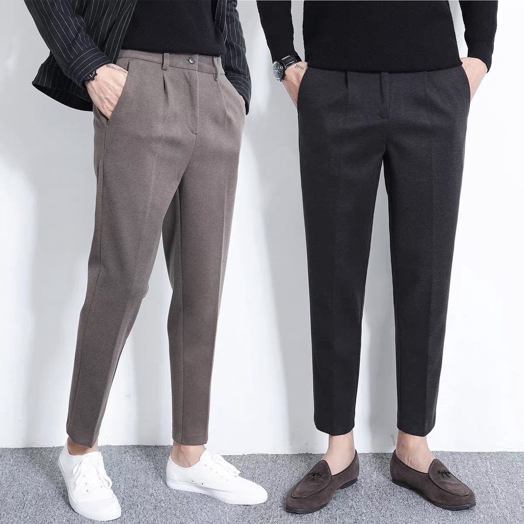 Thick woolen suit pants men's and women's casual pants fashion trend ...