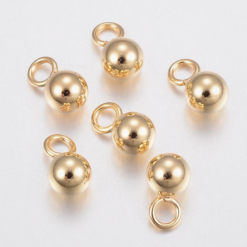 Benecreat 10PCS 304 Stainless Steel Sphere Charms for DIY Jewelry Stainless Steel Charms For Jewelry Making