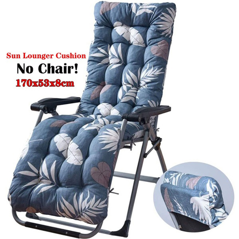 170*53*8cm Garden Replacement Sun Lounger Cushion Pad Outdoor Chair Seat Recliner Cotton No Chair