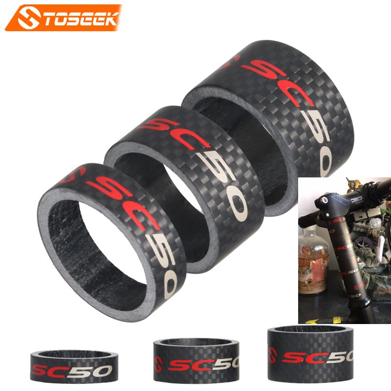 3Pcs Bike Stem Spacer MTB Headset Spacer Carbon Bicycle Stem Spacer Bike Headset Washer Front