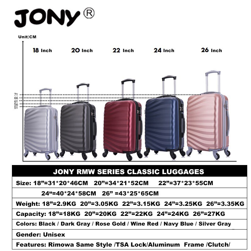 24 inch luggage dimensions in cm