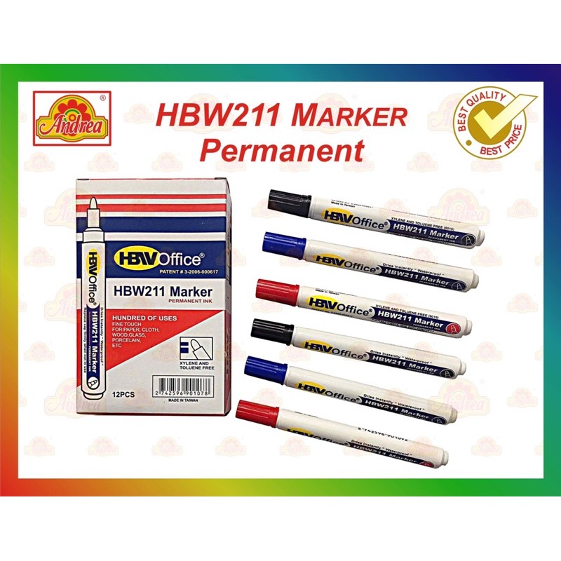 HBW office permanent marker black / blue/ red ( sold by 3 pcs. )you can