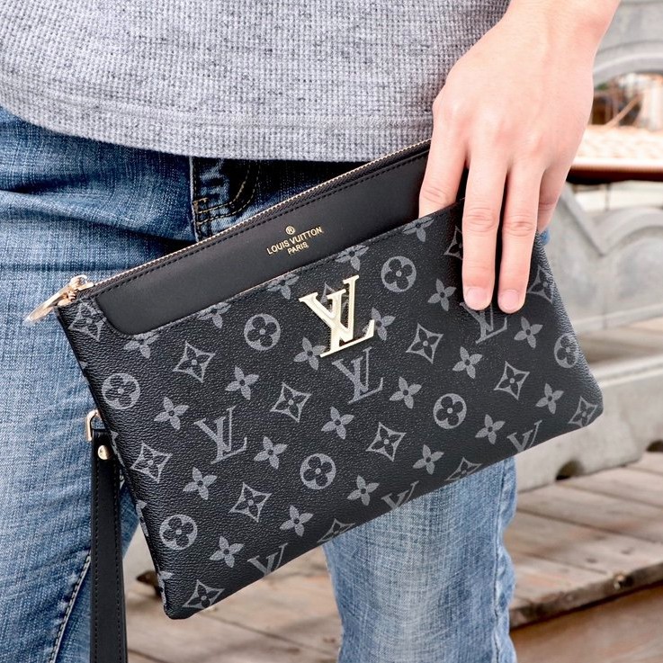 Louis Vuitton Louis Bag LV Clutch New Style Men's Hand Bag Classic Black Flower Envelo | Shopee Philippines