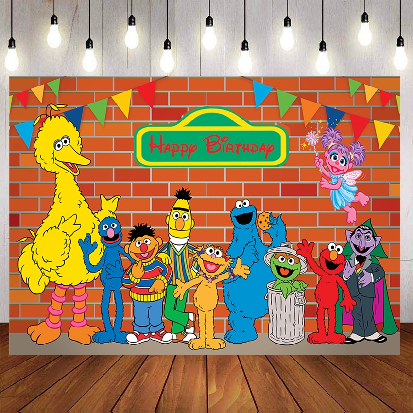 Brick Wall Elmo World Shop Sesame Street Birthday Party Custom Photography Studio Background Backdrop For Children Birthday Party Decor Custom Name Photo Shopee Philippines