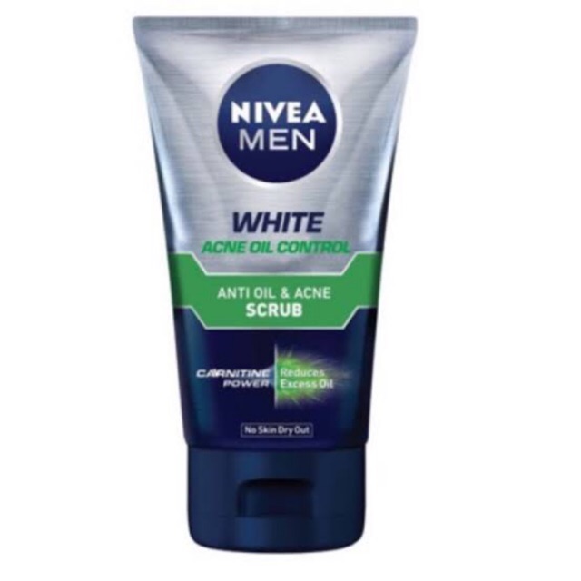 NIVEA MEN WHITENING Acne Oil Control Facial Scrub 50 g wash Shopee
