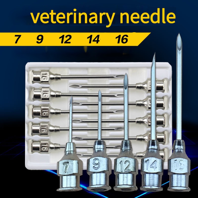 HighQuality 10Pcs Stainless Steel Veterinary Needle Syringe Pig