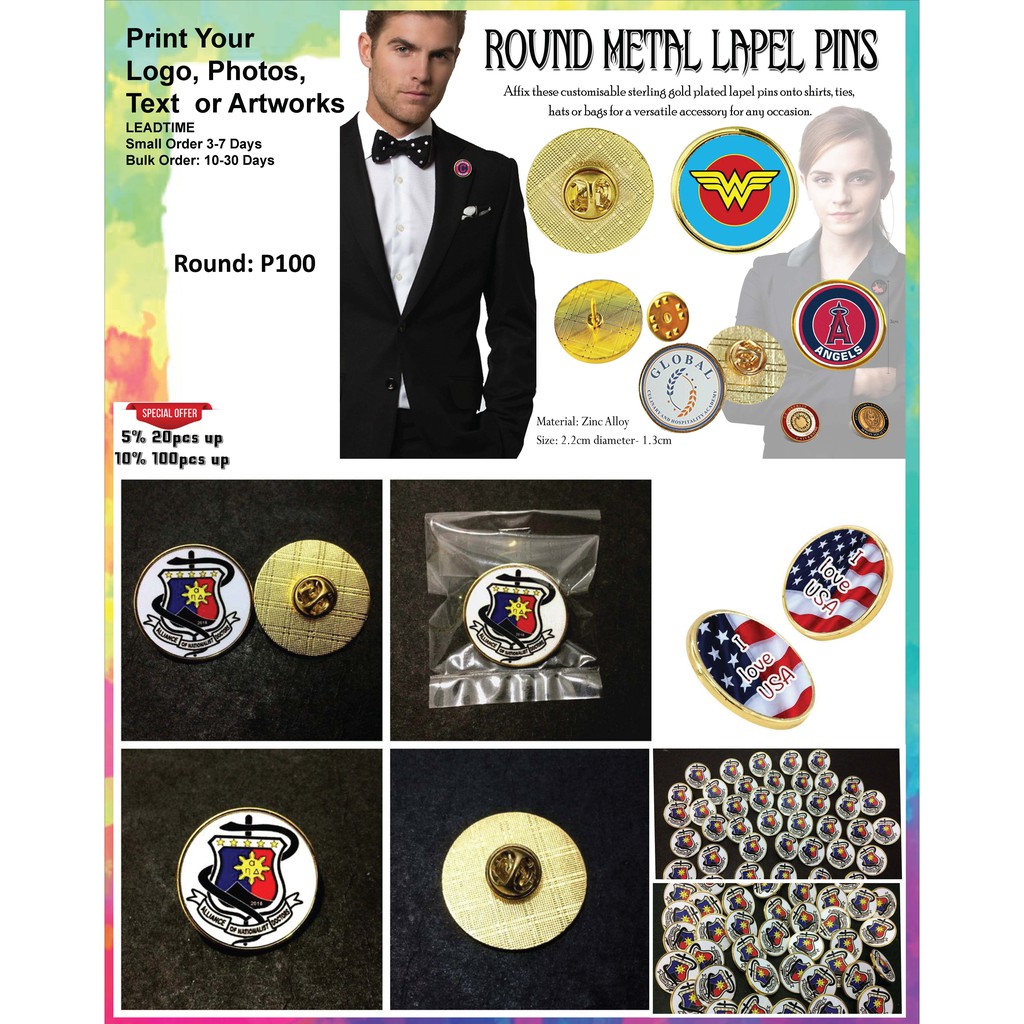 CustomRound Metal Lapel Pins Shopee Philippines