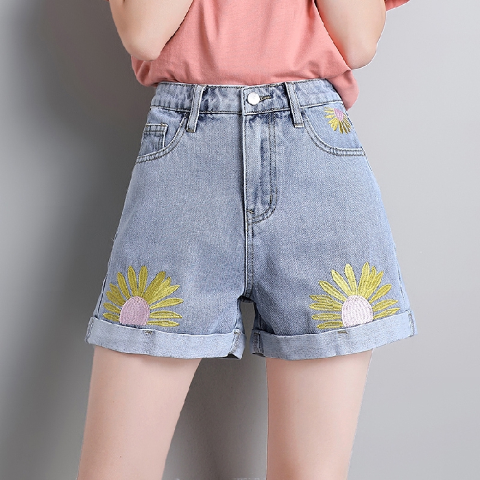 high leg denim shorts
