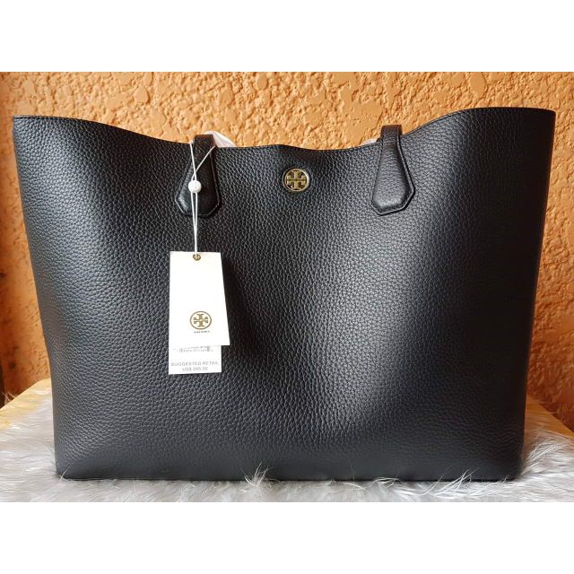 Tory Burch Perry Tote Leather Black | Shopee Philippines