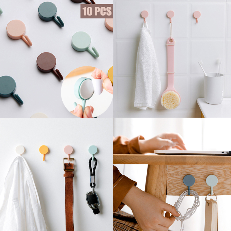10pcs Cute Hook Sticker Self Adhesive Wall Hanger Hook Hook for Wall