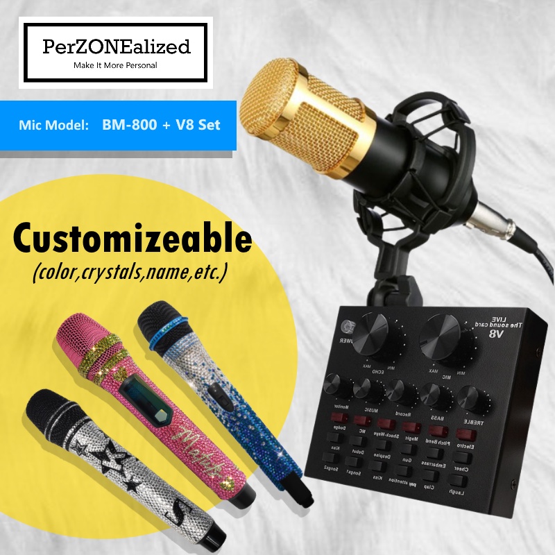 BM 800 Condenser Microphone + V8 Live Soundcard Set Personalized