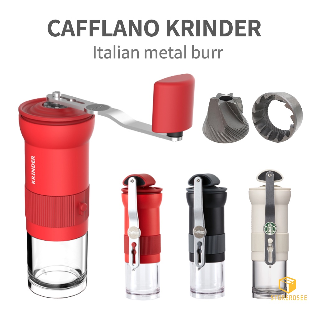 Cafflano Krinder Italian metal burr Coffee Beans Grinder Red, Black