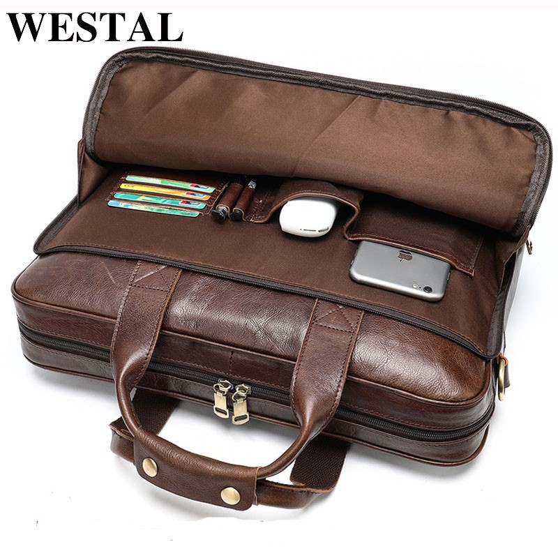 WESTAL men's leather bag men's briefcase office bags for men bag man's  genuine leather laptop bags | Shopee Philippines