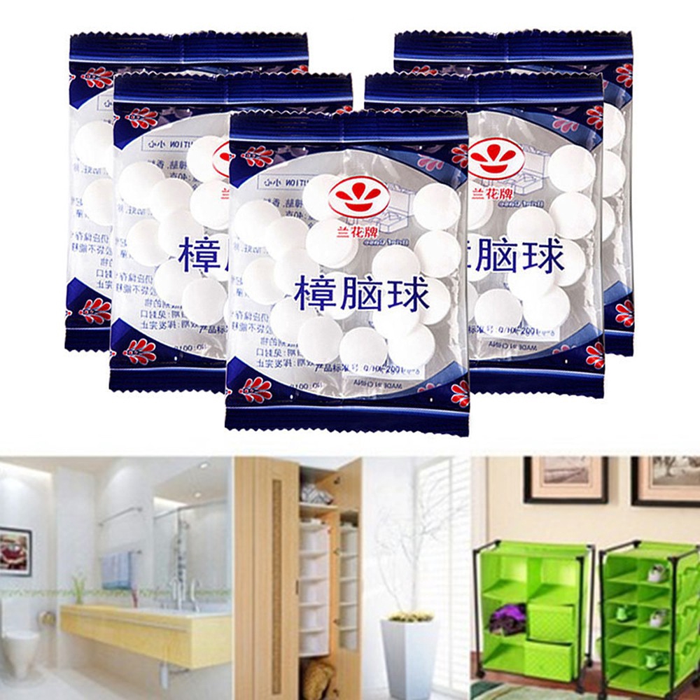p49 20Pcs/Bag Natural Mothballs Antimold Moth Repellent Camphor Ball Wardrobe Shoe Odor Removal