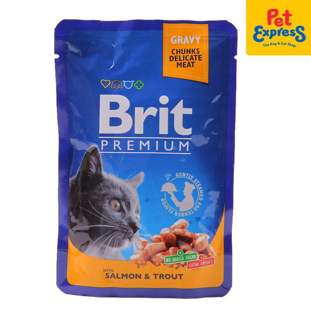 Brit Premium Salmon and Trout Wet Cat Food 100g (24 pouches) Shopee