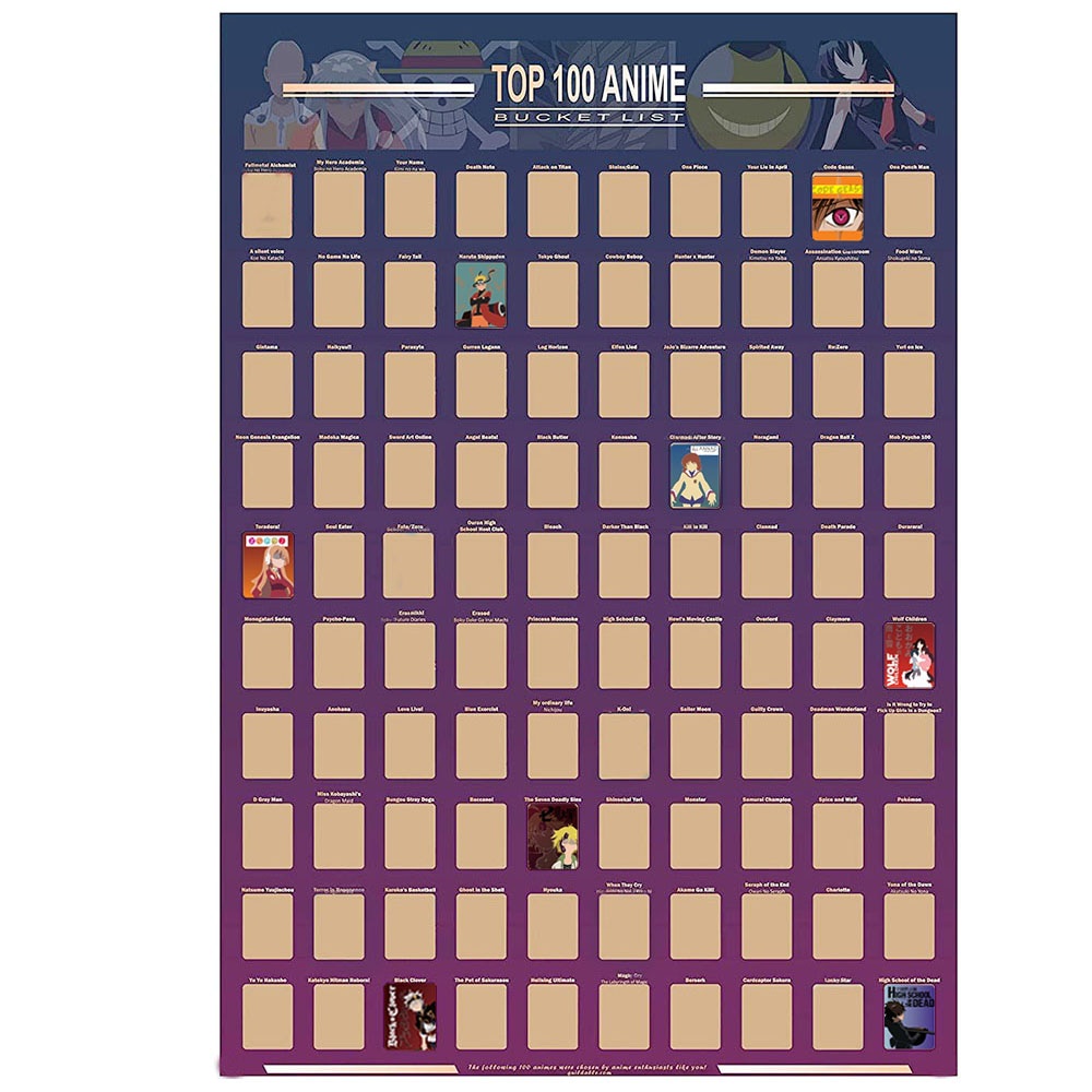 Decoration Home Top 100 Anime Scratch Off Poster Anime Bucket List Premium  and Artistic Icons Great | Shopee Philippines