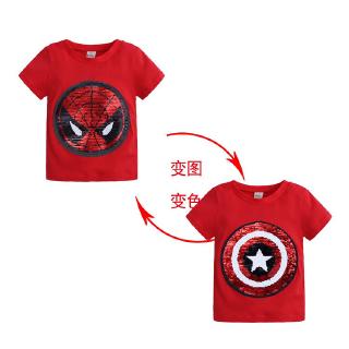 Spiderman Change Into Captain Short Sleeve Boys Girls T Shirts Kids Children Fashion Tops Shirts Marvel Designer #6