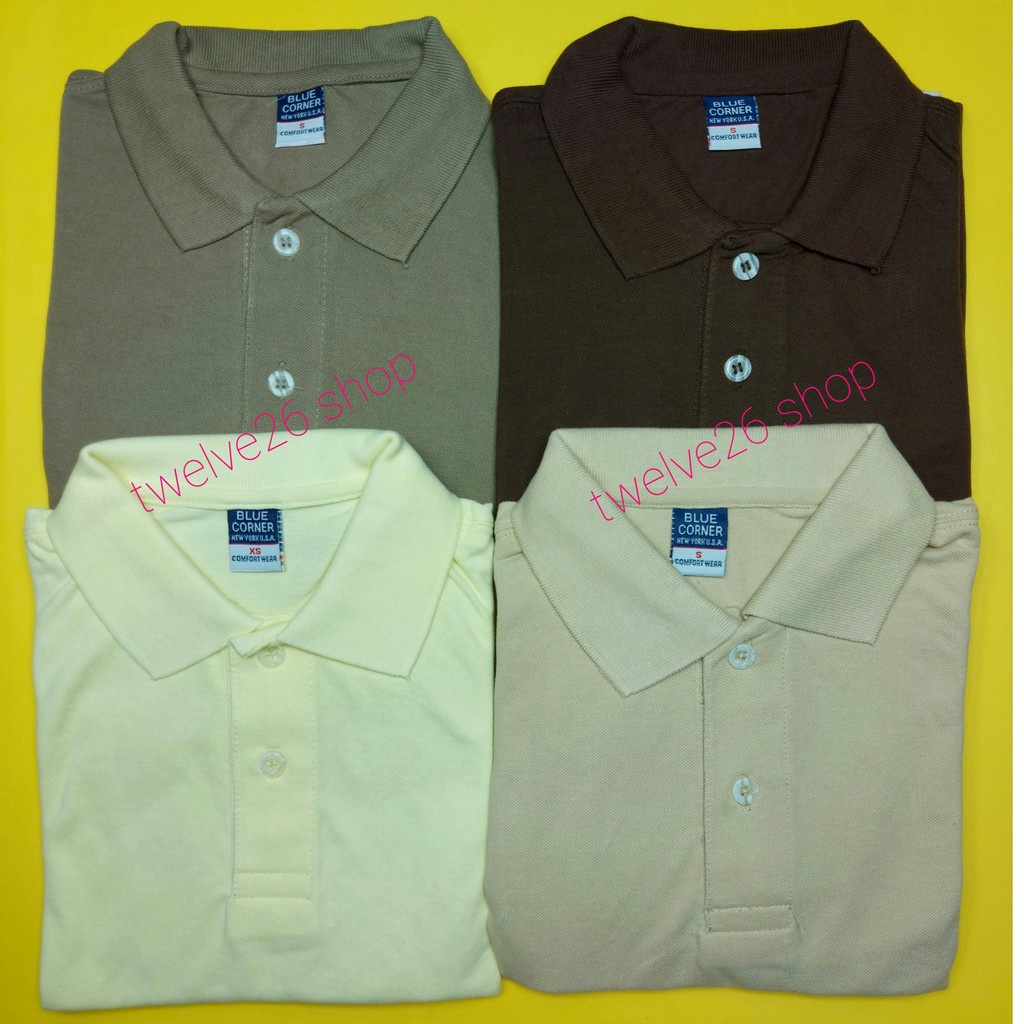Blue Corner Polo Shirt Comfort wear Men Unisex Plain XS to 5XL Brown | Shopee Philippines