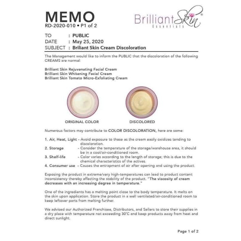 brilliant skin facial cream