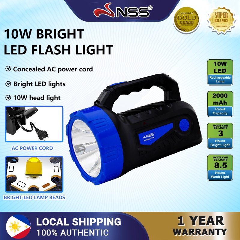 NSS Torch 10W LED Hand Light Portable Rechargeable Torch Emergency