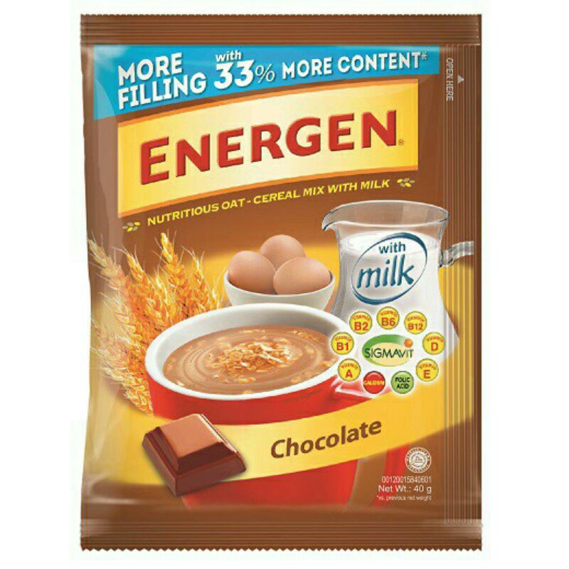Details about   ENERGEN Chocolate Nutritious OAT-CEREAL mix with MILK 40 grams x 10 sachets 