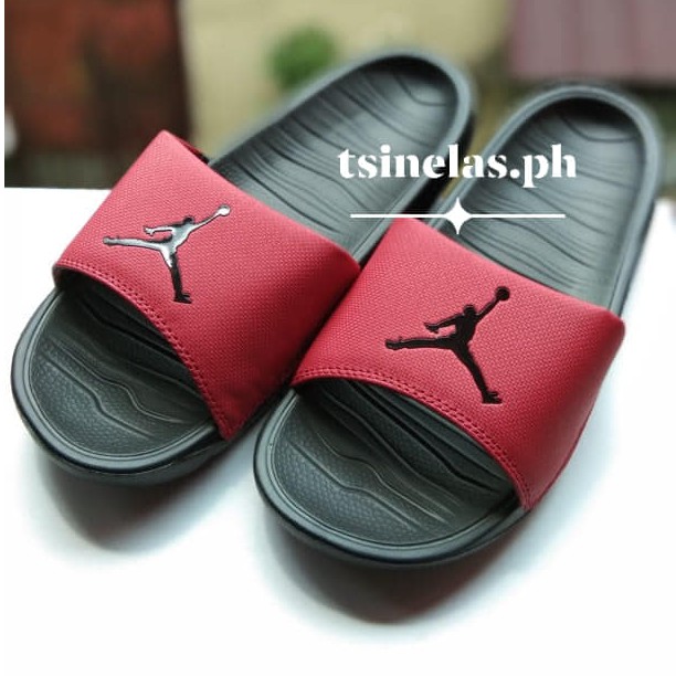 black and red slippers