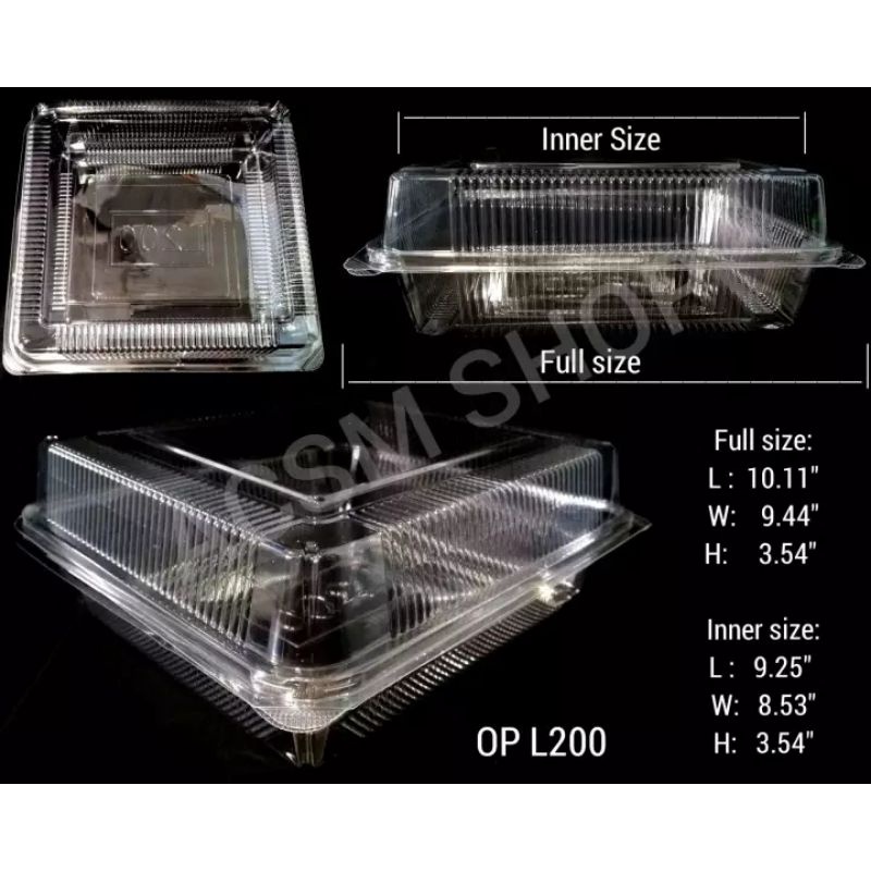 (10pcs) Square CLAMSHELL L200 , C30 / L300 Square food container