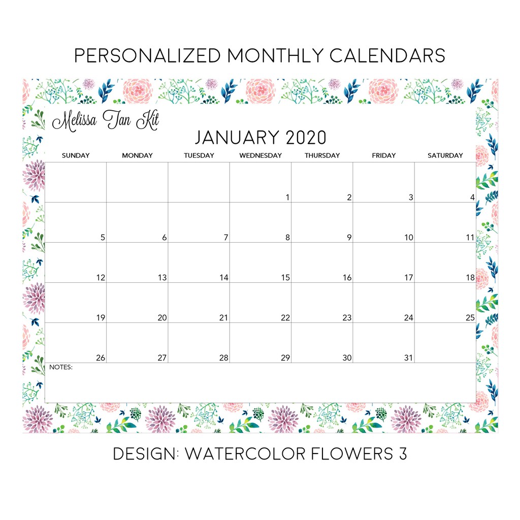 Personalized Monthly Calendar with Sleeve 2020, 2021, 2022 Shopee