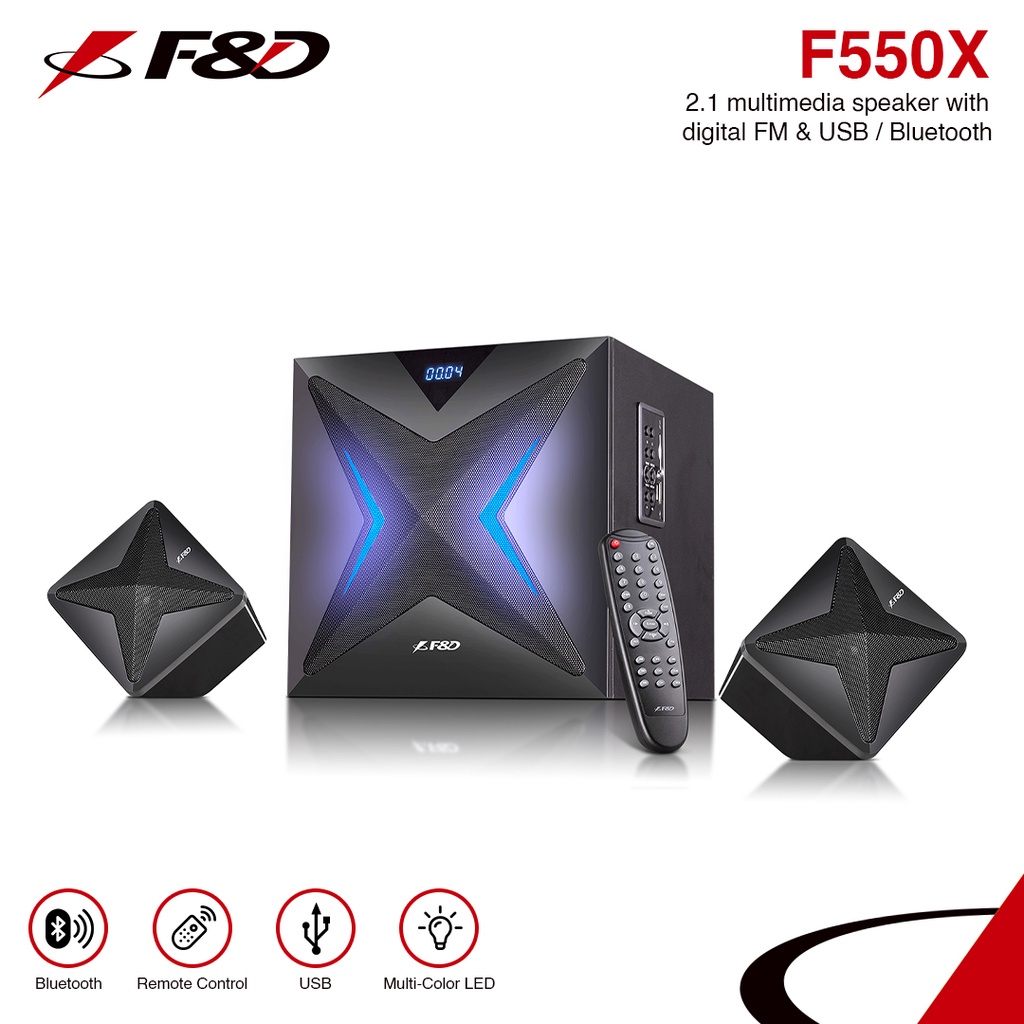 F&D F550X 2.1 Channel Multimedia Bluetooth Speakers FM Radio | Shopee ...