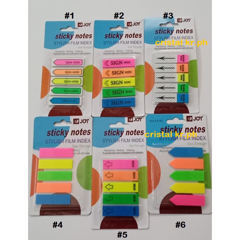 Joy Sticky Notes Sign Here Arrow Flag Sticky Note PET 5 in 1 Sold Per