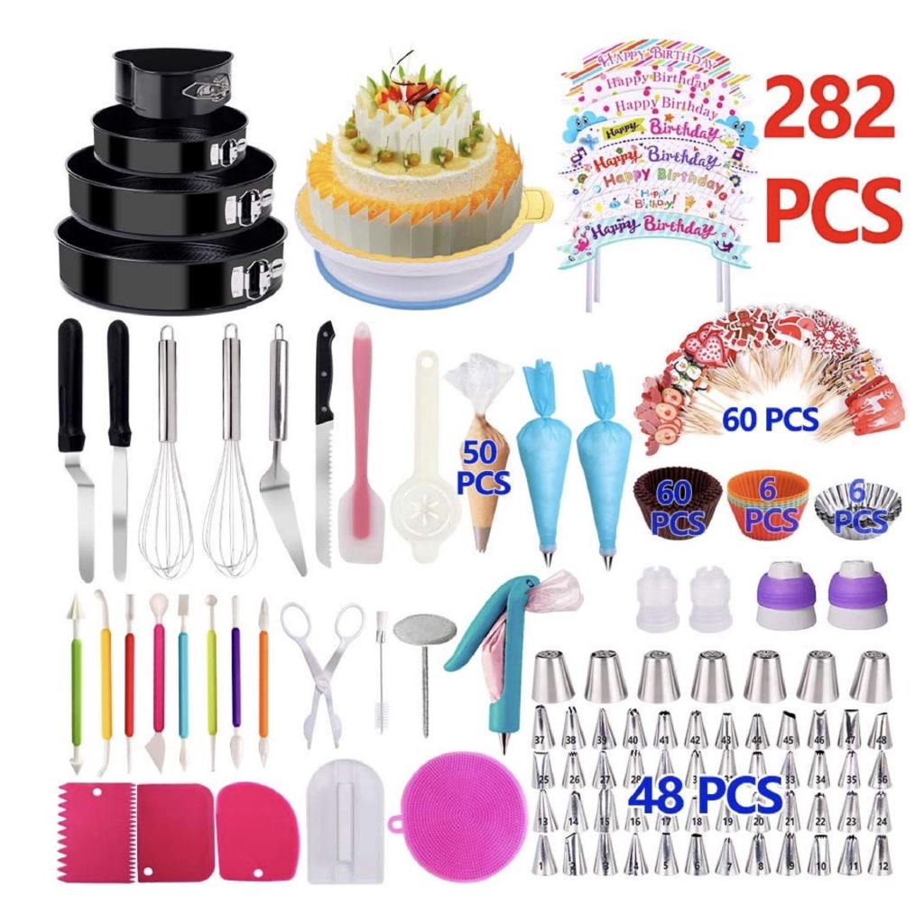 Cake Decorating Supplies,106 PCS Baking Pastry Tools,Cake Rotating Turntable,Cake Decorating Kits,Muffin Cup Molds,Perfect for Beginners and Cake Lovers-Baking Tools