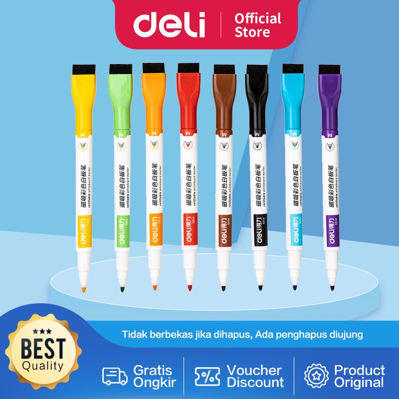 Deli Color Whiteboard Markers / Whiteboard Markers 8 Colors Eraser Tip
