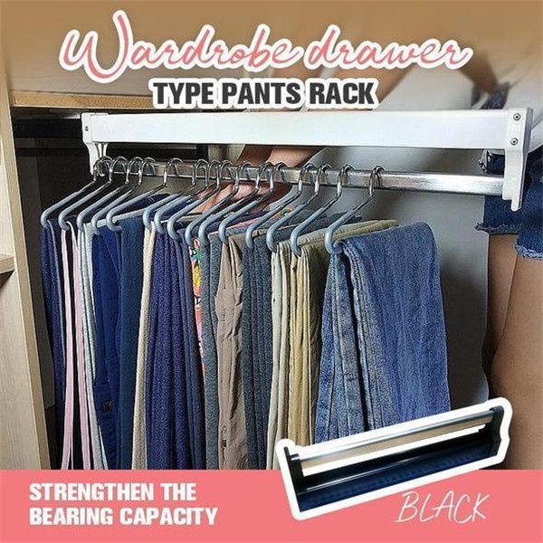 Wardrobe Hanging Rod Pull Out Clothing Closet Valet Rod Ball Bearing