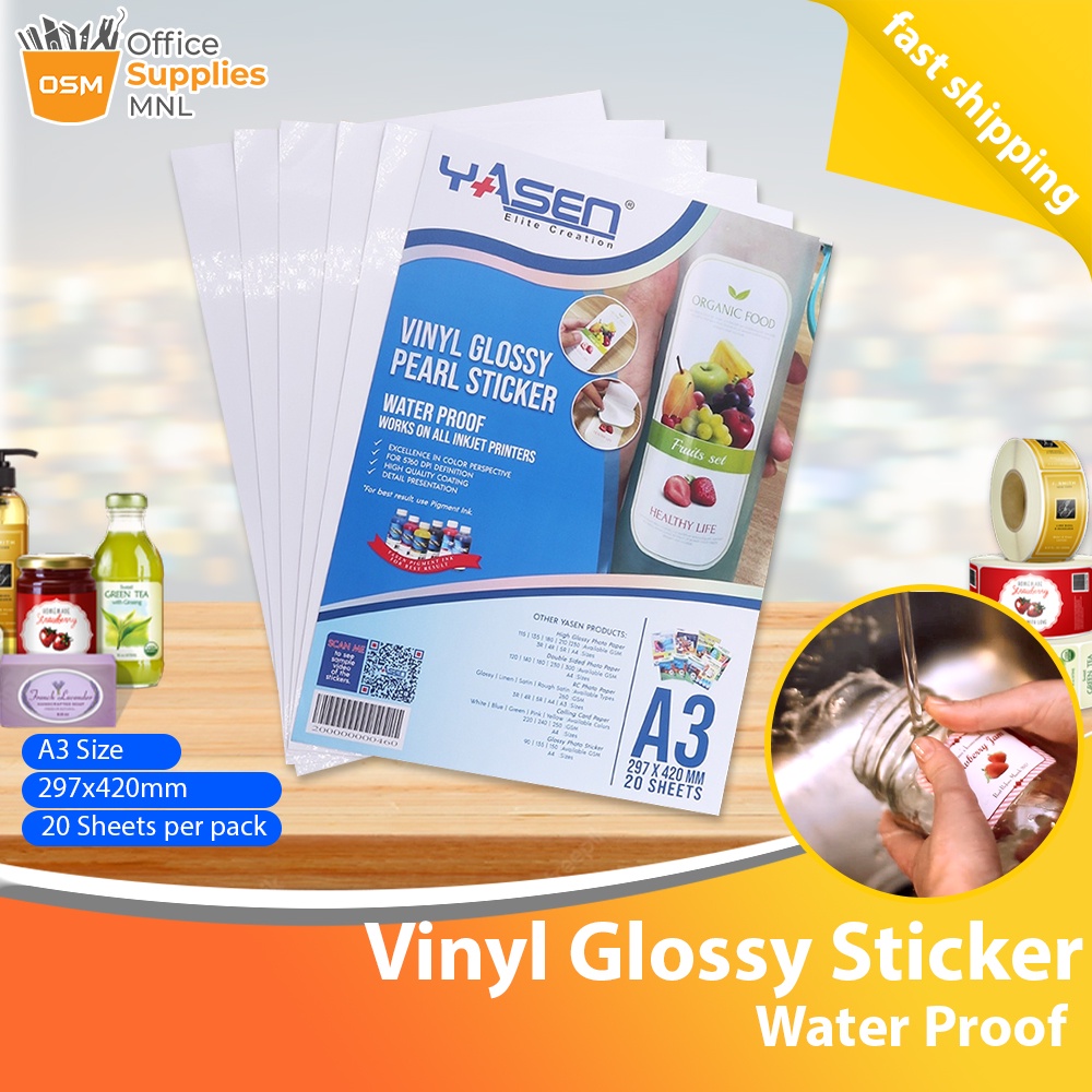 Vinyl Sticker Paper A3 Size Pearl Sticker Waterproof Sticker 20sheets