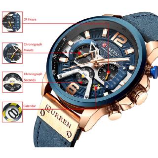 【Original Spot / COD】2020 New Curren 8329 CAINUOS 338 Casual Sports Watches Men's Leather Wrist Watch Man Clock Fashion Chronograph Wristwatch #5