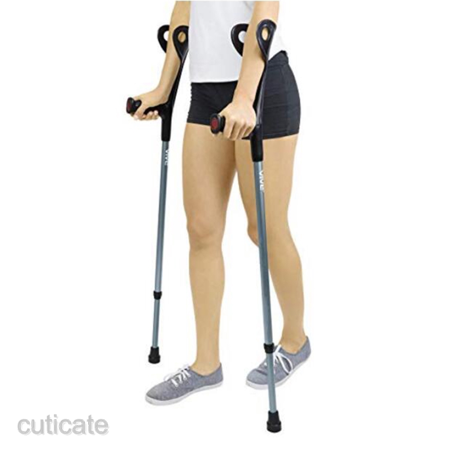 2x Top Quality Aluminum Adjustable Forearm Crutch NonSkid Elbow Assist