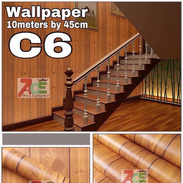 Wood Design Wall Sticker Adhesive Vinyl Type Wallpaper Shopee Philippines