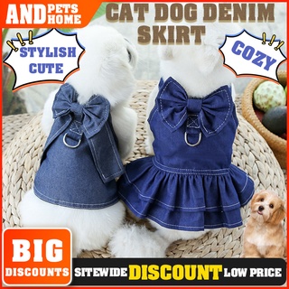 Small, Medium and Large Dog Pet Skirt, Dog Cat Denim Skirt, Pet Go Out Chest and Back Traction Rope, Cat Four Seasons Clothes, Fast Delivery