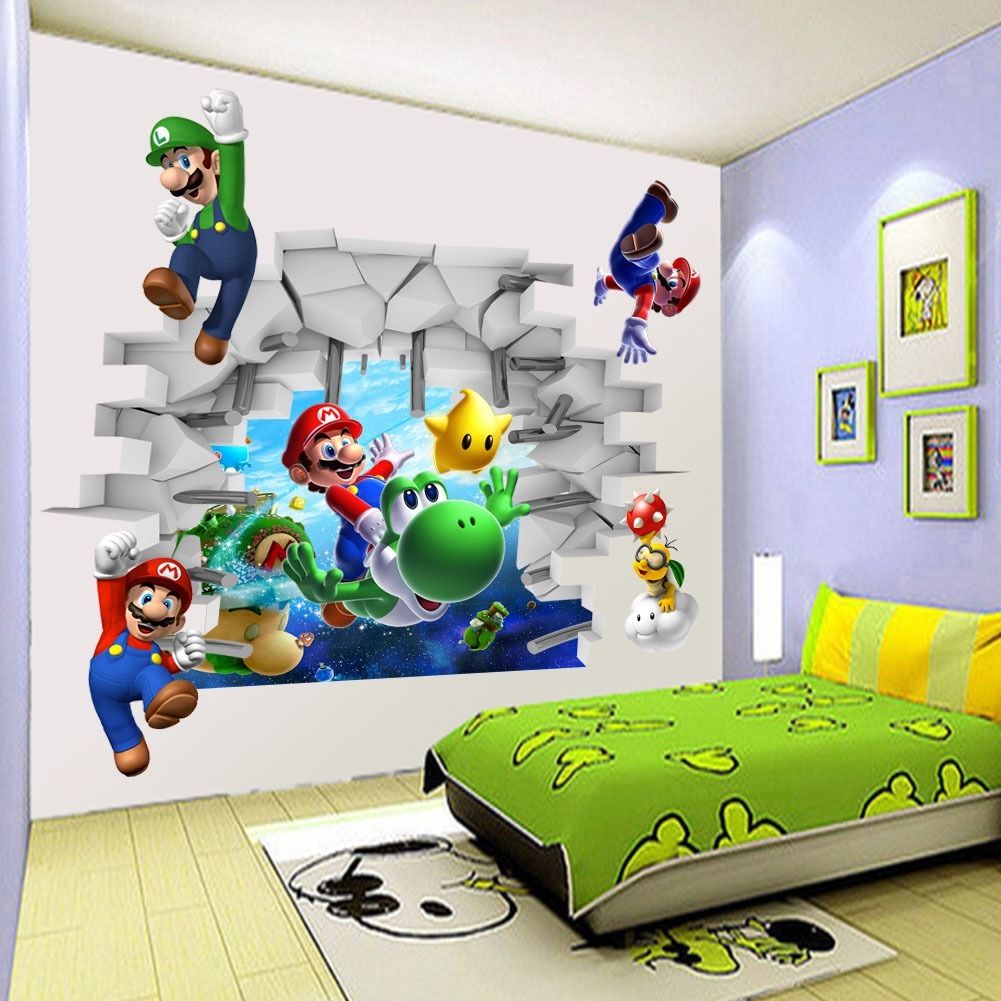 3D View Super Mario Games Art Kids Room Decor Wall Sticker Wall Decals Mural  Ws | Shopee Philippines